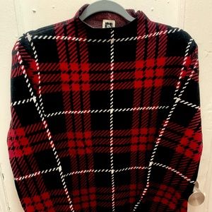 Anne Klein Plaid Mockneck Sweater
